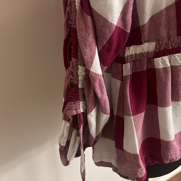 Cato Block Style Top W/Ruched Tie Sleeves, Button Down, Ruched Waist, Sz. M. - Picture 5 of 10